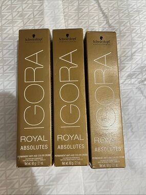 NWT 3X Schwarzkopf IGORA Royal Absolutes Hair Color - Gold 7-40